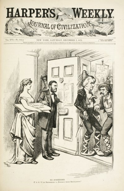 Nessuna resa; U.S.G., sono determinato a far rispettare quei regolamenti, 1872 da Thomas Nast